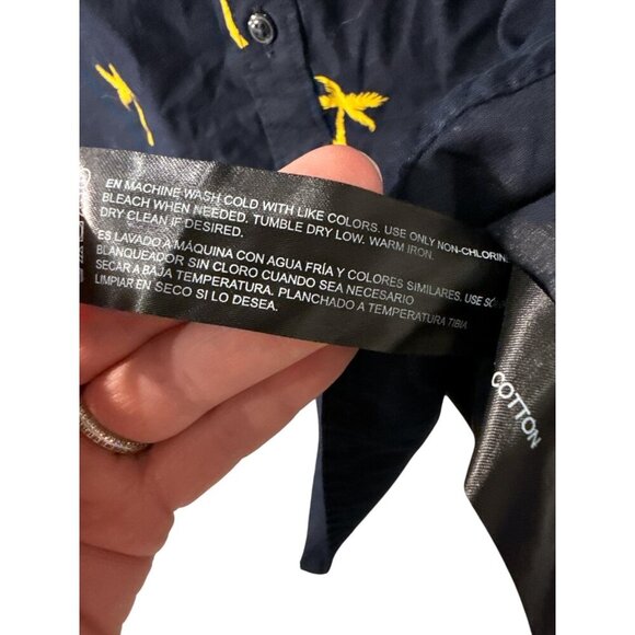 Denim And Flower Ricky Singh Button Down Shirt Palm Trees  Size L $44 NWT - Picture 6 of 7